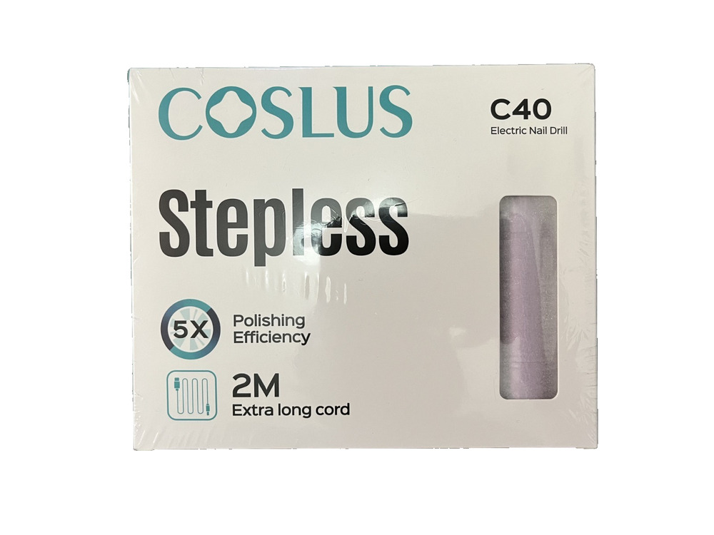 Coslus New Sealed Box C40 Nail Drill Polishing Efficiency 2M Long Cord Pink